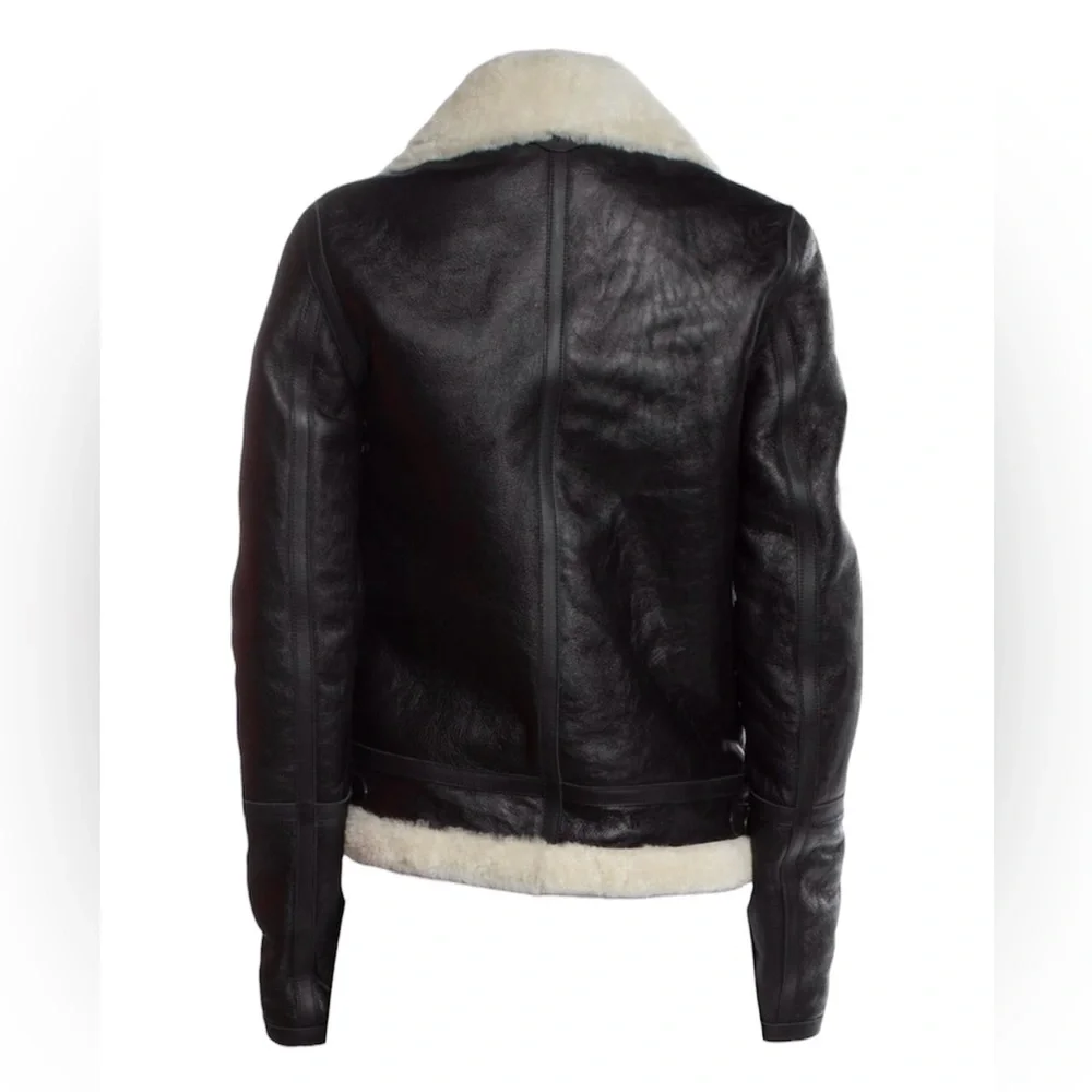 Coach Black Leather & Shearling Jacket NWT - Picture 3 of 5